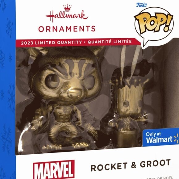 Hallmark Ornaments Funko POP! Rocket & Groot GOLD Marvel GOTG Limited Edition - Picture 2 of 12